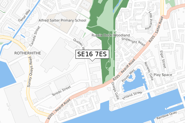 SE16 7ES map - large scale - OS Open Zoomstack (Ordnance Survey)