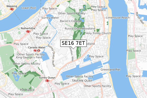 SE16 7ET map - small scale - OS Open Zoomstack (Ordnance Survey) SE16 7ET map - small scale - OS Open Zoomstack (Ordnance Survey)