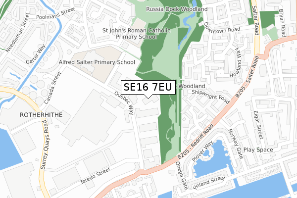 SE16 7EU map - large scale - OS Open Zoomstack (Ordnance Survey)