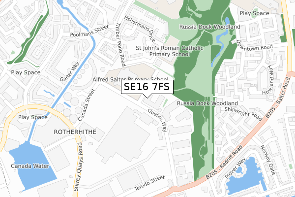 SE16 7FS map - large scale - OS Open Zoomstack (Ordnance Survey)