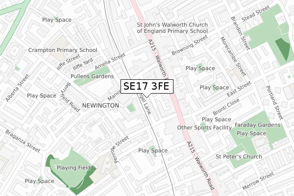 SE17 3FE map - large scale - OS Open Zoomstack (Ordnance Survey) SE17 3FE map - large scale - OS Open Zoomstack (Ordnance Survey)