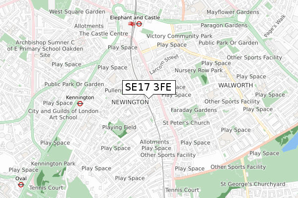 SE17 3FE map - small scale - OS Open Zoomstack (Ordnance Survey) SE17 3FE map - small scale - OS Open Zoomstack (Ordnance Survey)