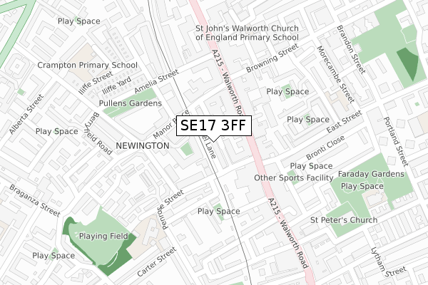 SE17 3FF map - large scale - OS Open Zoomstack (Ordnance Survey) SE17 3FF map - large scale - OS Open Zoomstack (Ordnance Survey)