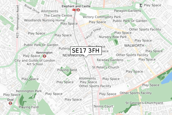SE17 3FH map - small scale - OS Open Zoomstack (Ordnance Survey) SE17 3FH map - small scale - OS Open Zoomstack (Ordnance Survey)