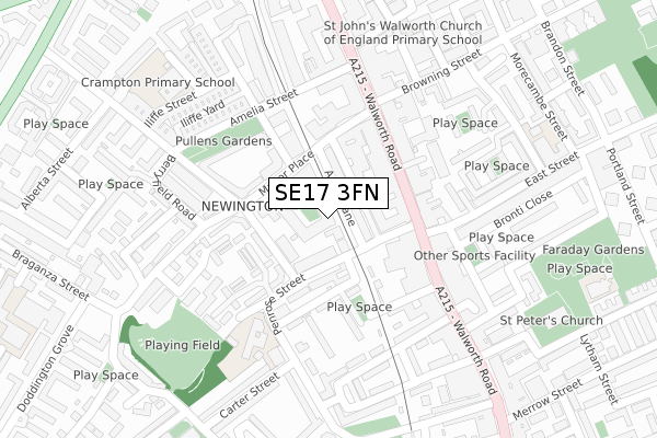 SE17 3FN map - large scale - OS Open Zoomstack (Ordnance Survey)