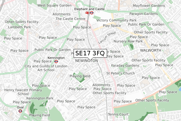 SE17 3FQ map - small scale - OS Open Zoomstack (Ordnance Survey)