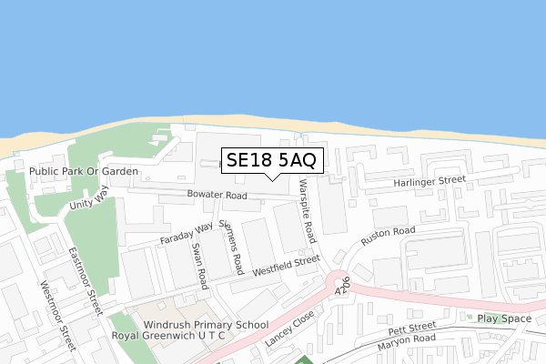 SE18 5AQ map - large scale - OS Open Zoomstack (Ordnance Survey)