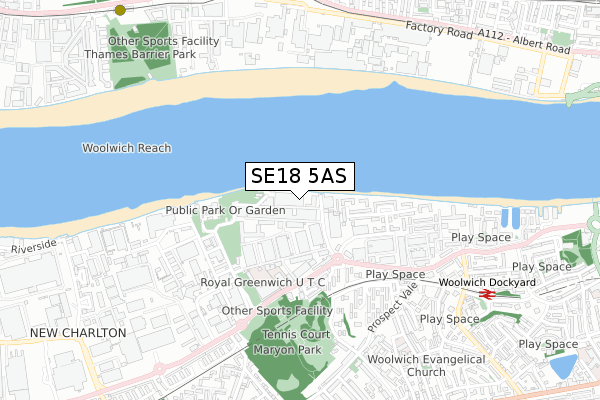 SE18 5AS map - small scale - OS Open Zoomstack (Ordnance Survey)