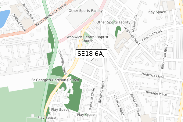 SE18 6AJ map - large scale - OS Open Zoomstack (Ordnance Survey)