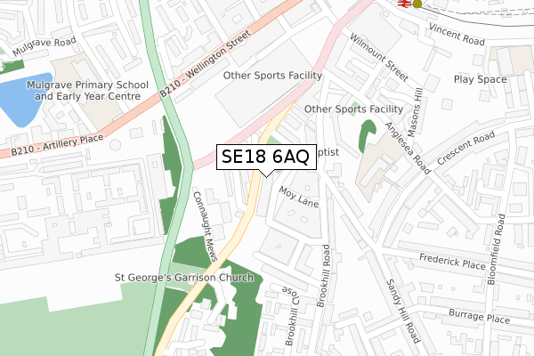 SE18 6AQ map - large scale - OS Open Zoomstack (Ordnance Survey)