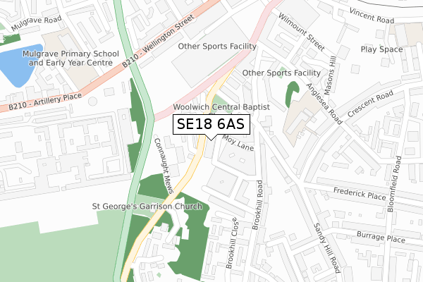 SE18 6AS map - large scale - OS Open Zoomstack (Ordnance Survey)