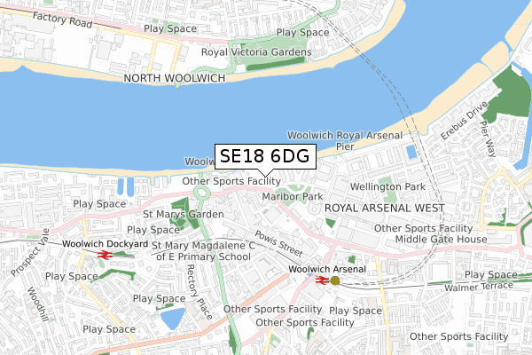 SE18 6DG map - small scale - OS Open Zoomstack (Ordnance Survey) SE18 6DG map - small scale - OS Open Zoomstack (Ordnance Survey)