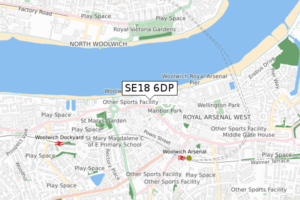 SE18 6DP map - small scale - OS Open Zoomstack (Ordnance Survey)