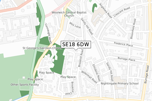 SE18 6DW map - large scale - OS Open Zoomstack (Ordnance Survey)