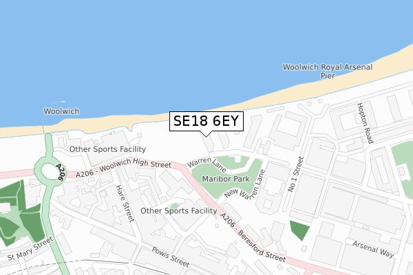 SE18 6EY map - large scale - OS Open Zoomstack (Ordnance Survey)