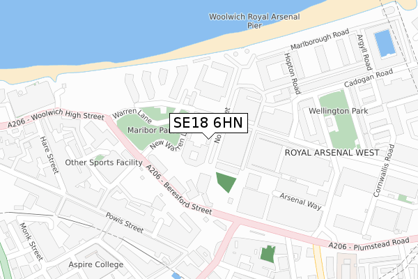 SE18 6HN map - large scale - OS Open Zoomstack (Ordnance Survey)