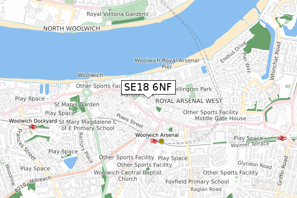 SE18 6NF map - small scale - OS Open Zoomstack (Ordnance Survey)