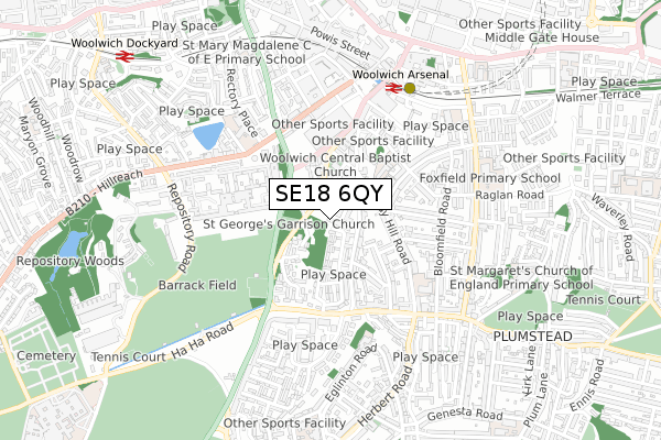 SE18 6QY map - small scale - OS Open Zoomstack (Ordnance Survey) SE18 6QY map - small scale - OS Open Zoomstack (Ordnance Survey)