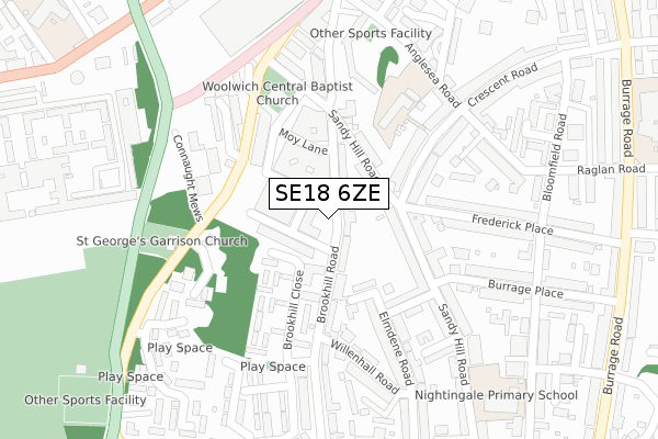 SE18 6ZE map - large scale - OS Open Zoomstack (Ordnance Survey)