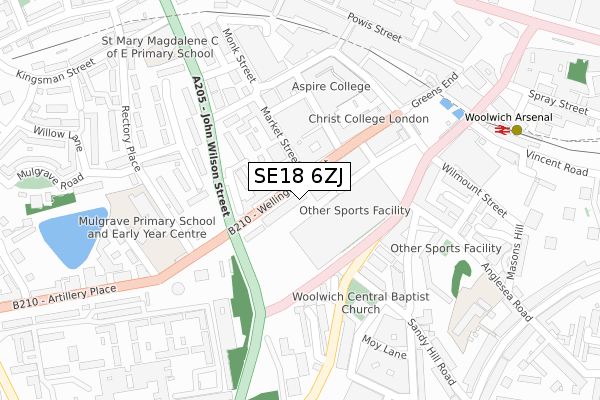SE18 6ZJ map - large scale - OS Open Zoomstack (Ordnance Survey)