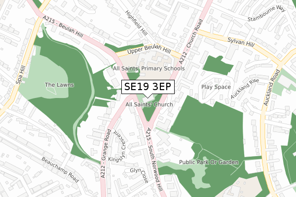 SE19 3EP map - large scale - OS Open Zoomstack (Ordnance Survey)