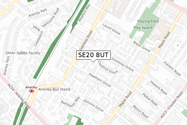 SE20 8UT map - large scale - OS Open Zoomstack (Ordnance Survey)