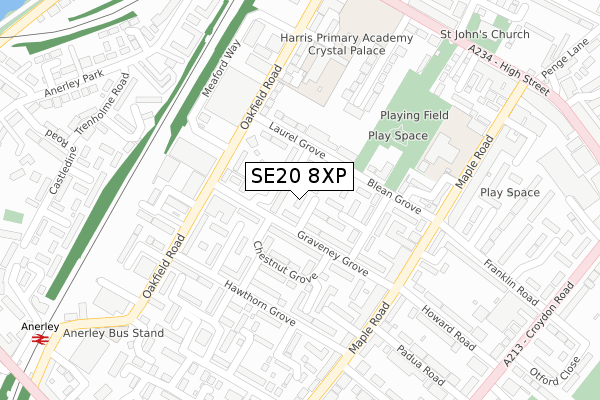 SE20 8XP map - large scale - OS Open Zoomstack (Ordnance Survey) SE20 8XP map - large scale - OS Open Zoomstack (Ordnance Survey)
