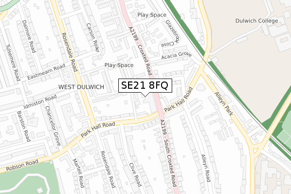 SE21 8FQ map - large scale - OS Open Zoomstack (Ordnance Survey)