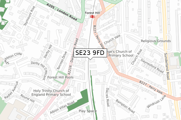 SE23 9FD map - large scale - OS Open Zoomstack (Ordnance Survey) SE23 9FD map - large scale - OS Open Zoomstack (Ordnance Survey)