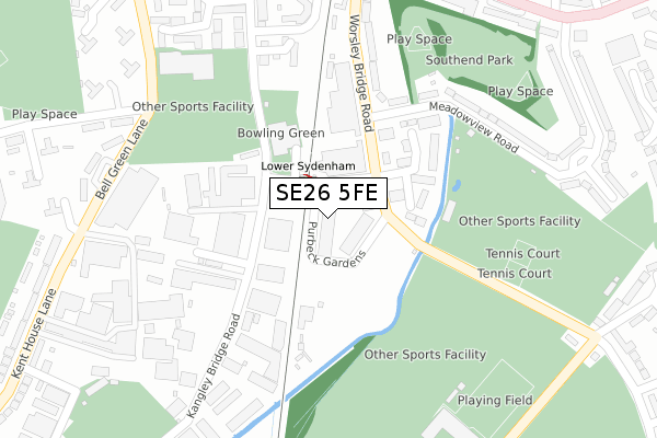 SE26 5FE map - large scale - OS Open Zoomstack (Ordnance Survey)