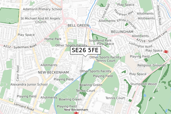 SE26 5FE map - small scale - OS Open Zoomstack (Ordnance Survey)