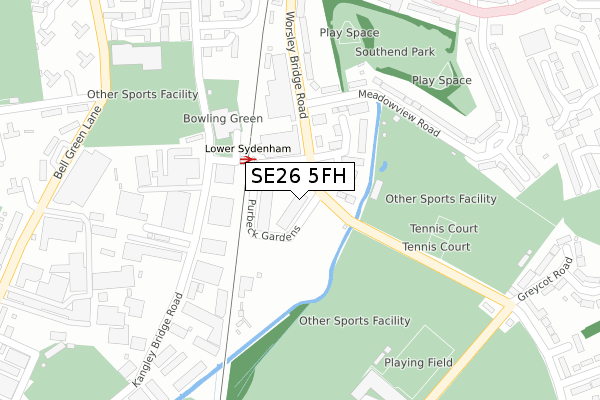 SE26 5FH map - large scale - OS Open Zoomstack (Ordnance Survey)