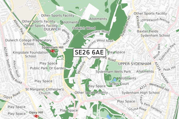 SE26 6AE map - small scale - OS Open Zoomstack (Ordnance Survey) SE26 6AE map - small scale - OS Open Zoomstack (Ordnance Survey)