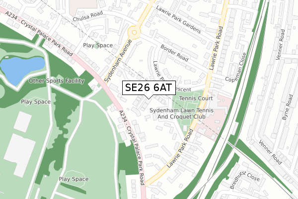 SE26 6AT map - large scale - OS Open Zoomstack (Ordnance Survey)