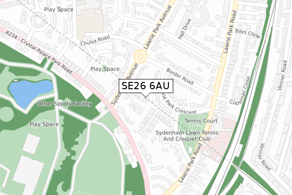 SE26 6AU map - large scale - OS Open Zoomstack (Ordnance Survey)
