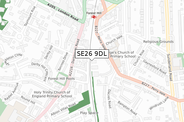 SE26 9DL map - large scale - OS Open Zoomstack (Ordnance Survey)