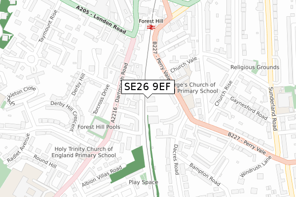 SE26 9EF map - large scale - OS Open Zoomstack (Ordnance Survey)