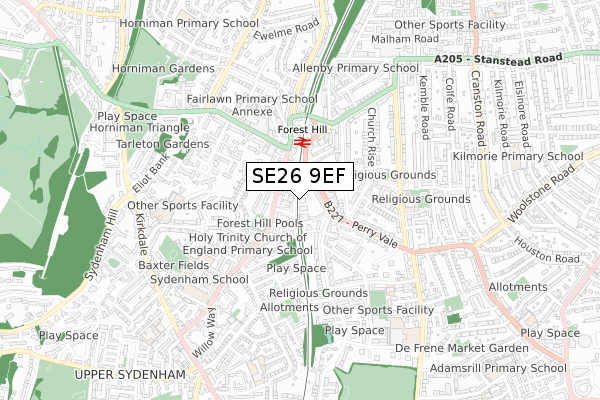 SE26 9EF map - small scale - OS Open Zoomstack (Ordnance Survey)