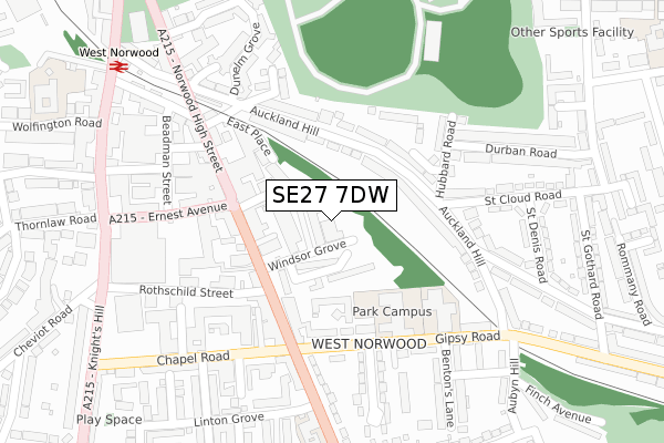 SE27 7DW map - large scale - OS Open Zoomstack (Ordnance Survey) SE27 7DW map - large scale - OS Open Zoomstack (Ordnance Survey)