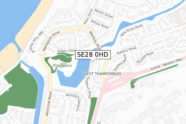 SE28 0HD map - large scale - OS Open Zoomstack (Ordnance Survey)