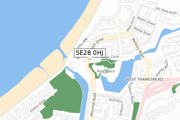 SE28 0HJ map - large scale - OS Open Zoomstack (Ordnance Survey)