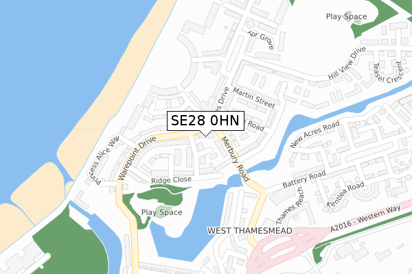 SE28 0HN map - large scale - OS Open Zoomstack (Ordnance Survey)