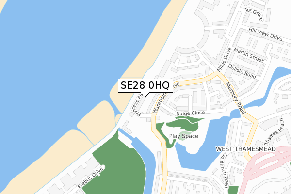 SE28 0HQ map - large scale - OS Open Zoomstack (Ordnance Survey)