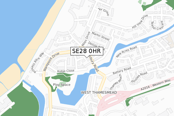 SE28 0HR map - large scale - OS Open Zoomstack (Ordnance Survey)