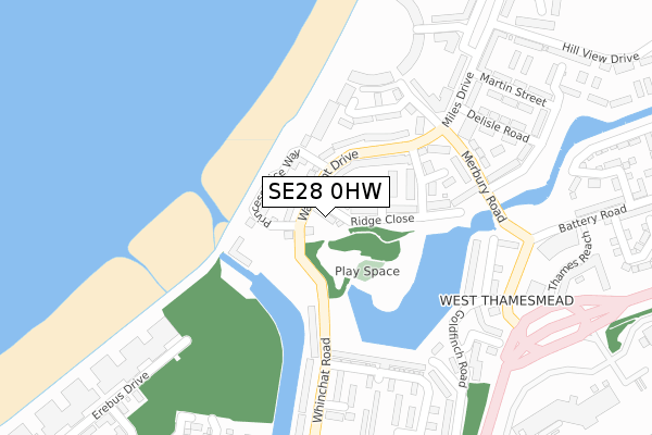 SE28 0HW map - large scale - OS Open Zoomstack (Ordnance Survey)