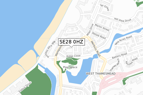 SE28 0HZ map - large scale - OS Open Zoomstack (Ordnance Survey)