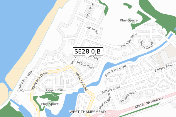 SE28 0JB map - large scale - OS Open Zoomstack (Ordnance Survey)