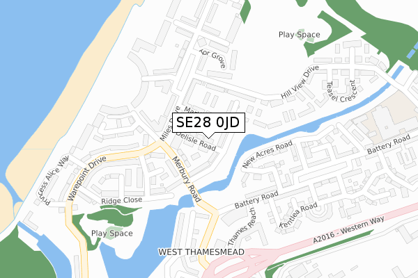 SE28 0JD map - large scale - OS Open Zoomstack (Ordnance Survey)