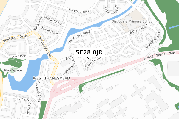 SE28 0JR map - large scale - OS Open Zoomstack (Ordnance Survey)
