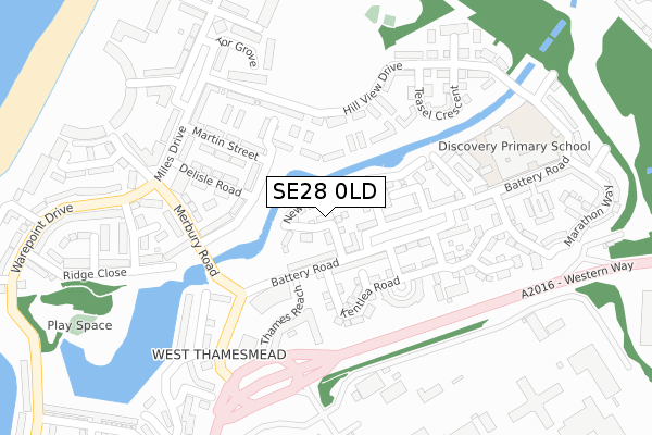 SE28 0LD map - large scale - OS Open Zoomstack (Ordnance Survey)